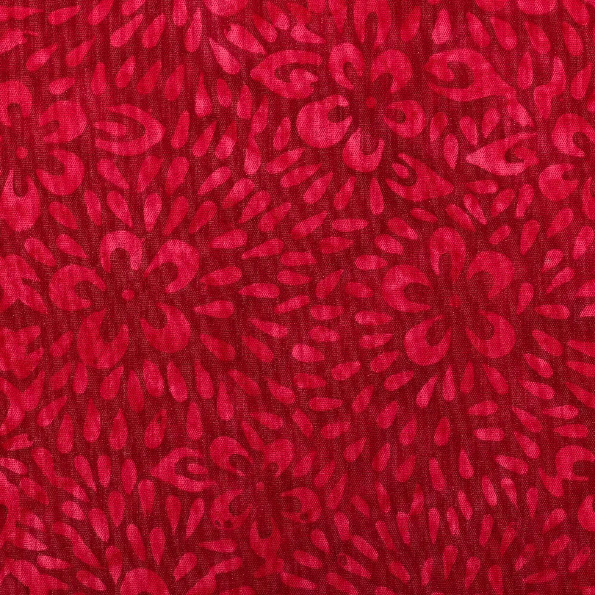 10 yd. Full Bolt: Feldman Batik Crimson Tonal Stamp Geo Cotton Fabric